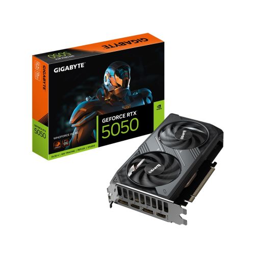 GIGABYTE GeForce RTX 5050 WINDFORCE OC 8G Graphics Card - 8GB GDDR6, 128bit, PCI-E 5.0, 2587MHz Core Clock, 2 x DP, 2 x HDMI, NVIDIA DLSS 4, GV-N5050WF2OC-8GD (GV-N5050WF2OC-8GD)