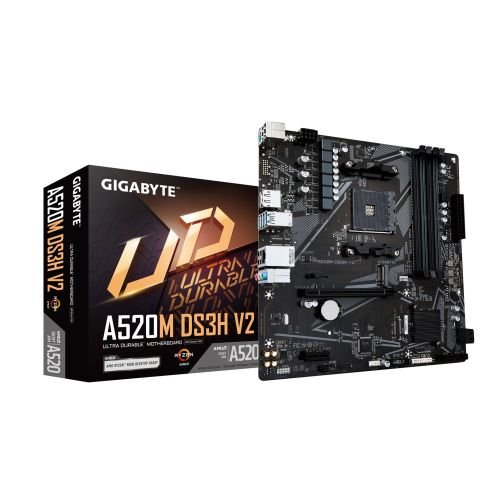 Gigabyte A520M DS3H V2 Motherboard - Supports AMD Ryzen 5000 Series AM4 CPUs, up to 4733MHz DDR4 (OC), PCIe 3.0 x16, GbE LAN, USB 3.2 Gen 1 (A520M DS3H V2)