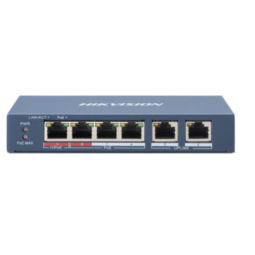 Hikvision Digital Technology DS-3E0106HP-E network switch Unmanaged Fast Ethernet (10/100) Power over Ethernet (PoE) Blue (DS-3E0106HP-E)