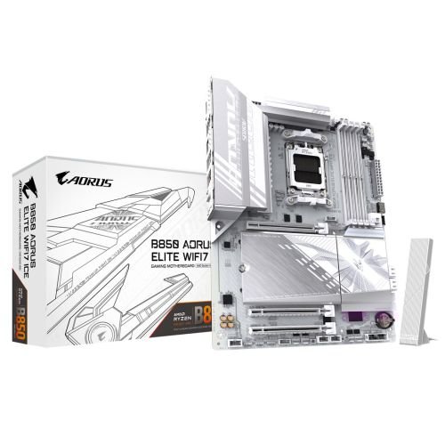 GIGABYTE B850 AORUS ELITE WIFI7 ICE Motherboard - AMD Ryzen 9000 Series CPUs, 12+2+1 Phases Digital VRM, up to 8200MHz DDR5 (OC), 1xPCIe 5.0 + 2xPCIe 4.0 M.2, 2.5 LAN, WIFI 7, USB 3.2 Gen 2x2 (B850 A ELITE WF7 ICE)