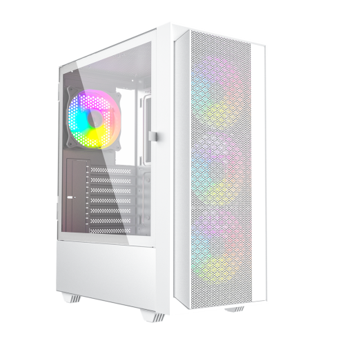 Gembird Fornax 4000W ARGB gaming ATX computer case, Midi Tower, backlight, White (CCC-FC-4000W)