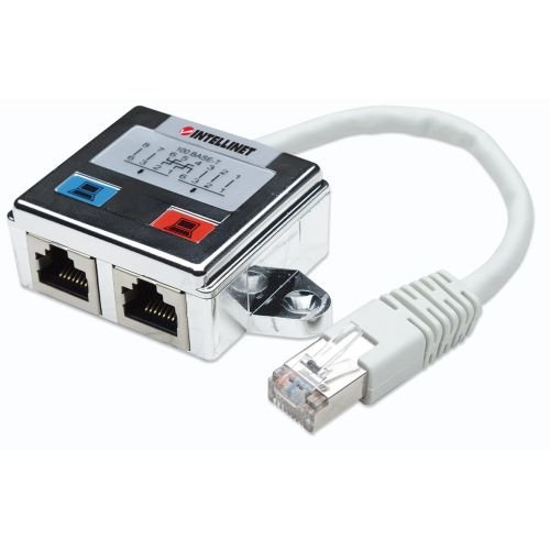 Intellinet 2-Port Modular Distributor, Cat5e, FTP, allows two RJ45 ports to share one Cat5e network cable (504195)