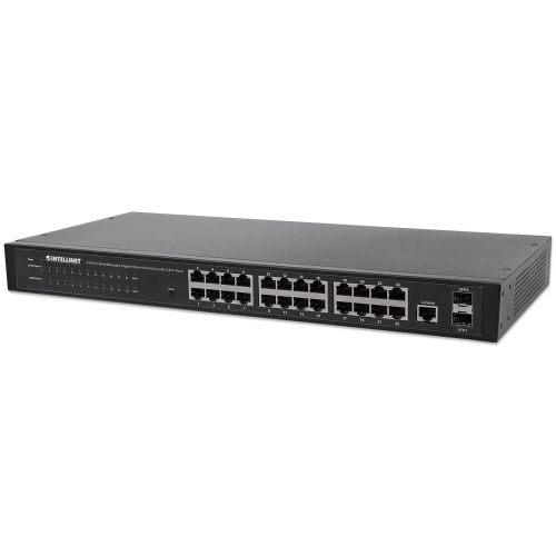 Intellinet 24-Port Network Switch, 24-Port (RJ45), Rackmount, Gigabit, 4 SFP, Ethernet Web-Smart, 10/100/1000 Mbit/ (Euro 2-pin plug) (560917)