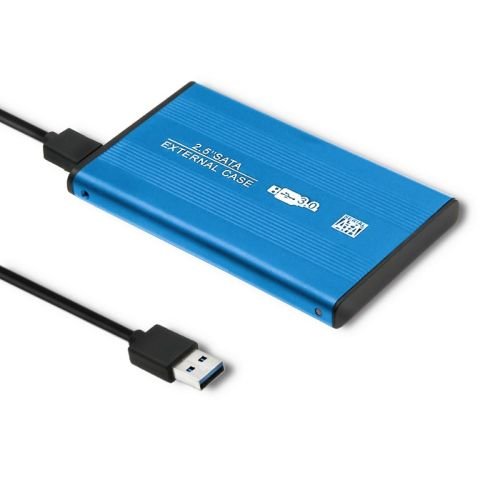 Qoltec 51859 External Hard Drive Case HDD/SSD 2.5'' SATA3 | USB 3.0 | Blue (51859)