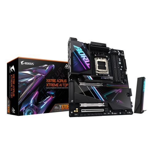 GIGABYTE X870E AORUS XTREME AI TOP Motherboard - Supports AMD Ryzen 9000 Series CPUs, 18+2+2 phases VRM, up to 8800MHz DDR5 (OC), 1xPCIe 5.0 M.2 + 3xPCIe 4.0 M.2, WI-FI 7, 10GbE LAN, USB 4 (X870E A XTREME AI TOP)