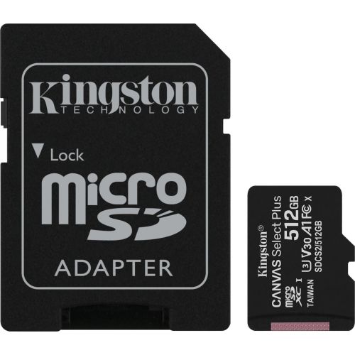 Kingston Canvas Select Plus 512 GB microSDXC black, A1, Class 10, V30 (SDCS2/512GB)