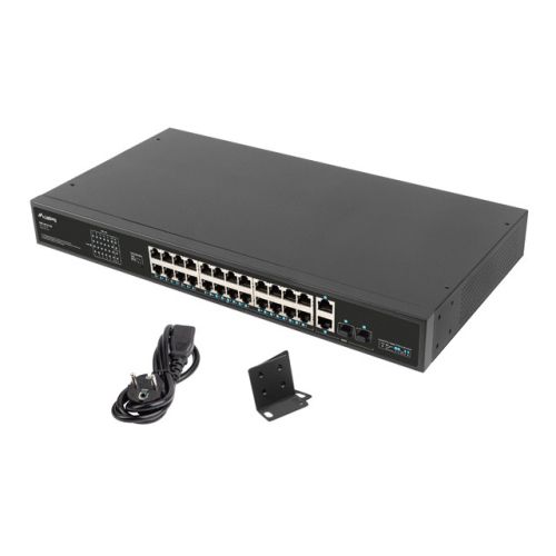 Lanberg Switch rack 19" POE+ 24x 100Mb PoE+ /2x SFP ETHERNET 360W (RSFE-24P-2C-360)
