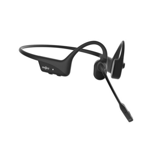 SHOKZ OpenComm2 2025 Upgrade Wireless Bluetooth Bone Conduction Videoconferencing Headset with USB-C Charging Port | 16 Hr Talk Time, 29m Wireless Range, 1 Hr Charge Time | Includes Noise Cancelling Boom Mic, Black (C120-AN-BK-EU)