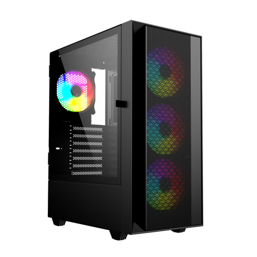 Gembird Fornax 4000 ARGB gaming ATX computer case, Midi Tower, backlight, Black (CCC-FC-4000)