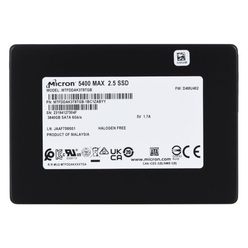 SSD Micron 5400 MAX 3.84TB SATA 2.5" MTFDDAK3T8TGB-1BC1ZABYYR (DWPD 3.4) (MTFDDAK3T8TGB-1BC1ZABYYR)