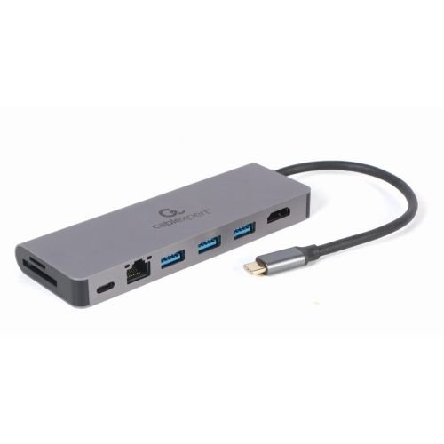 Gembird A-CM-COMBO5-05 USB Type-C 5-in-1 multi-port adapter (Hub + HDMI + PD + card reader + LAN) (A-CM-COMBO5-05)