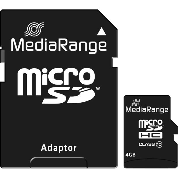 MediaRange 4 GB microSDHC black, class 10 (MR956) MediaRange 4 GB microSDHC black, class 10 (MR956)