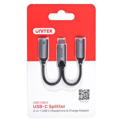 UNITEK ADAPTER USB-C - 2X USB-C, 18W, AUDIO, M206A (M206A)