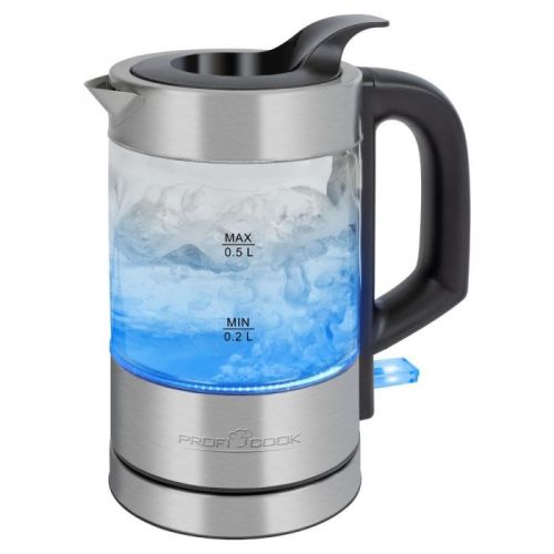 ProfiCook PC-WKS 1228 G electric kettle 0.5 L 1100 W Stainless steel, Transparent (63433)
