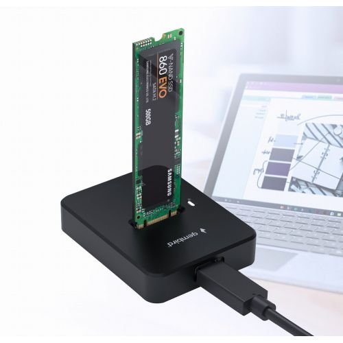 Gembird DD-U3M2 Desktop USB Type-C M.2 SATA & NVME SSD drive docking station, black (DD-U3M2)