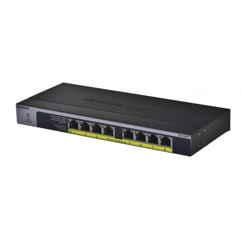 Netgear GS108PP Unmanaged Gigabit Ethernet (10/100/1000) Black Power over Ethernet (PoE) (GS108PP-100EUS)
