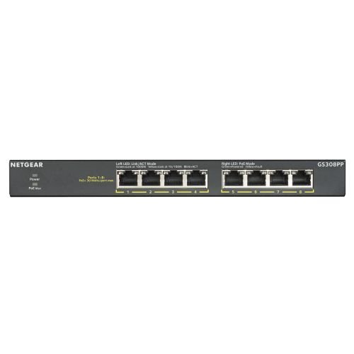 Netgear GS308PP Unmanaged Gigabit Ethernet (10/100/1000) Black Power over Ethernet (PoE) (GS308PP-100EUS)