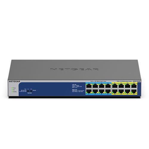 Netgear GS516UP Unmanaged Gigabit Ethernet (10/100/1000) Power over Ethernet (PoE) Grey (GS516UP-100EUS)