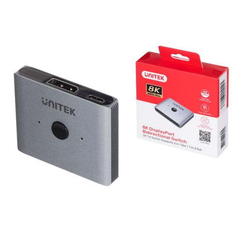 UNITEK BIDIRECTIONAL SWITCH DP 1.4, 8K, 2ON1 (V1609A)