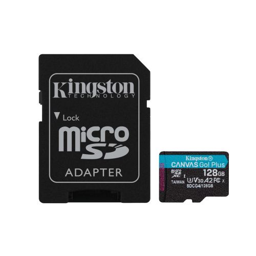 Kingston Technology 128GB microSDXC Canvas Go Plus Gen4 200MB/s A2 U3 V30 Card + Adapter (SDCG4/128GB)