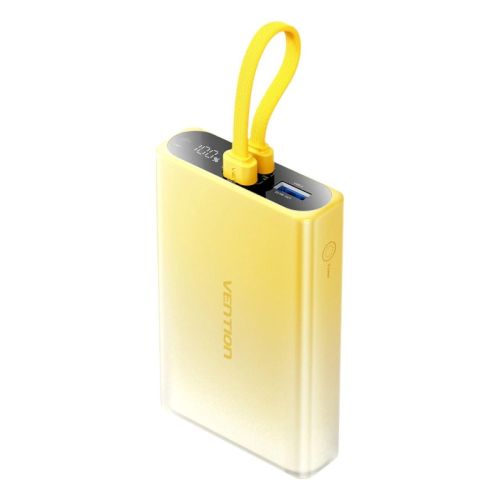 Vention 10000mAh power bank with LED display, USB-C + Lightning + USB-A, 22.5W (yellow) (FHZY0)