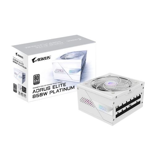 GIGABYTE AORUS ELITE P850W ICE Power Supply - PCIe 5.0, 80 PLUS Platinum, Fully Modular Design, 120mm Fan, ATX 3.0 compatible, EU Plug (GP-AE850PM PG5 ICE)