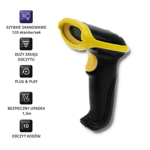 Qoltec 50862 Wireless Laser Barcode Scanner 1D | 2.4GHz (50862)