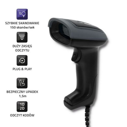 Qoltec 50863 Wired QR & BARCODE Scanner | USB (50863)