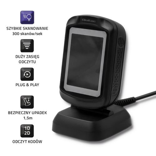 Qoltec 50864 Desktop QR & Barcode Scanner | USB (50864)