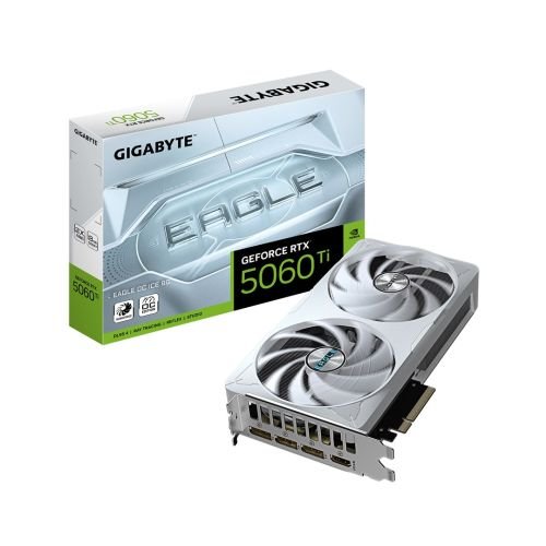 GIGABYTE GeForce RTX 5060 Ti EAGLE OC ICE 8G Graphics Card - 8GB GDDR7, 128bit, PCI-E 5.0, 2617MHz Core Clock, 3 x DisplayPort, 1 x HDMI, GV-N506TEAGLEOC ICE-8GD (GV-N506TEAGLEOC ICE-8GD)