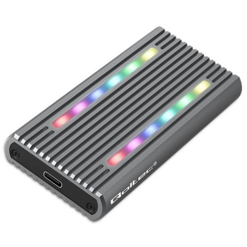 Qoltec 52272 Enclosure for drive M.2 SSD | SATA | NVMe | RGB LED | USB-C | 4TB (52272)