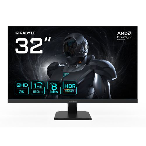 GIGABYTE GS32QA 32” QHD Gaming Monitor - 2560 x 1440, 180Hz, 1ms, 300 cd/m², FreeSync Premium, HDR Ready, HDMI 2.0, Displayport 1.4 (GS32QA EK)