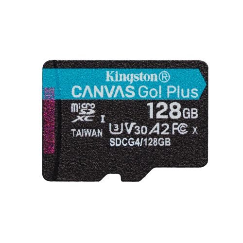 Kingston Technology 128GB microSDXC Canvas Go Plus Gen4 200R A2 U3 Single Pack w/o ADP (SDCG4/128GBSP)