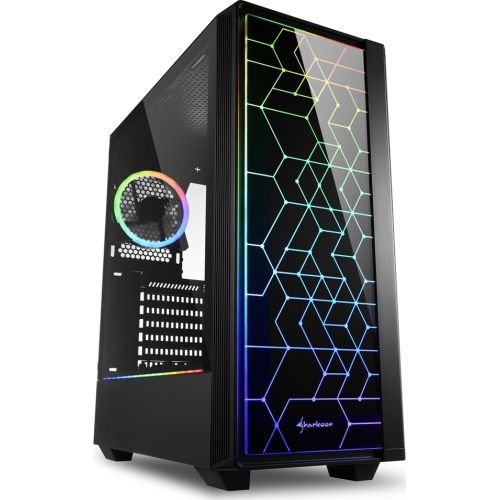 Sharkoon RGB LIT 100 black, front and side part made of tempered glass (4044951028153)