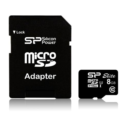 Silicon Power Elite 8GB microSDHC UHS-I memory card Class 10 (SP008GBSTHBU1V10SP)