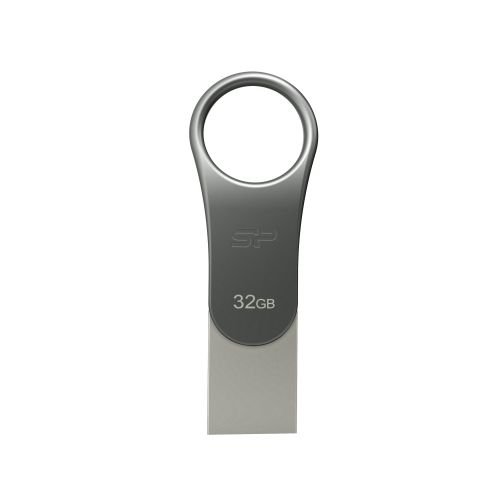 Silicon Power Mobile C80 USB flash drive 32 GB USB Type-A / USB Type-C 3.0 (3.1 Gen 1) Titanium (SP032GBUC3C80V1S)