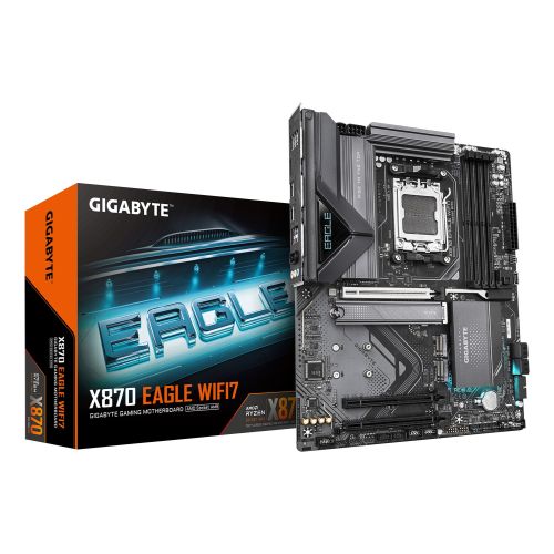 GIGABYTE X870 EAGLE WIFI7 Motherboard - Supports AMD Ryzen 9000 CPUs, 14+2+2 phases VRM, up to 8000MHz DDR5 (OC), 1xPCIe 5.0 + 2xPCIe 4.0, Wi-Fi 7, 2.5GbE LAN, USB 4 (X870 EAGLE WIFI7)