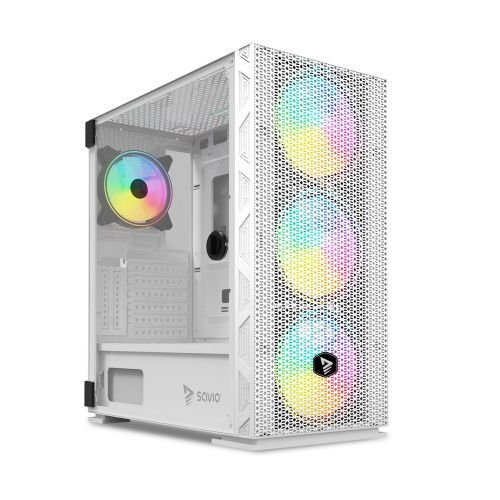 SAVIO Raptor White X1 ARGB Glass/Mesh White Computer Case (RAPTOR WHITE X1)