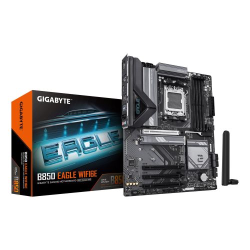 GIGABYTE B850 EAGLE WIFI6E Motherboard - AMD Ryzen 9000 Series CPUs, 8+2+2 Phases Digital VRM, up to 8200MHz DDR5 (OC), 1xPCIe 5.0 + 2xPCIe 4.0 M.2, GbE LAN, WIFI 6E, USB 3.2 Gen 2 (B850 EAGLE WIFI6E)