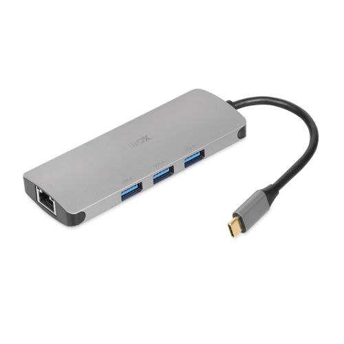 iBox IUH3RJ4K notebook dock/port replicator USB 3.2 Gen 1 (3.1 Gen 1) Type-C Power Delivery 100W Silver (IUH3RJ4K)