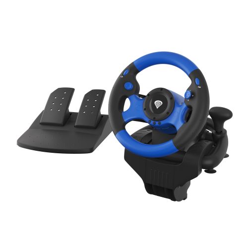 GENESIS SEABORG 350 Steering wheel + Pedals Nintendo Switch,PC,PlayStation 4,Playstation 3,Xbox 360,Xbox One USB Black,Blue (NGK-1566)