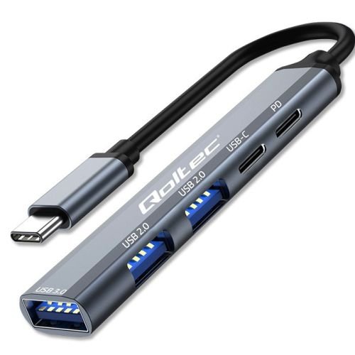 Qoltec 53790 Hub Adapter USB-C 3.1 5in1 | USB-C PD| USB-C | 2x USB 2.0 | USB 3.0 (53790)