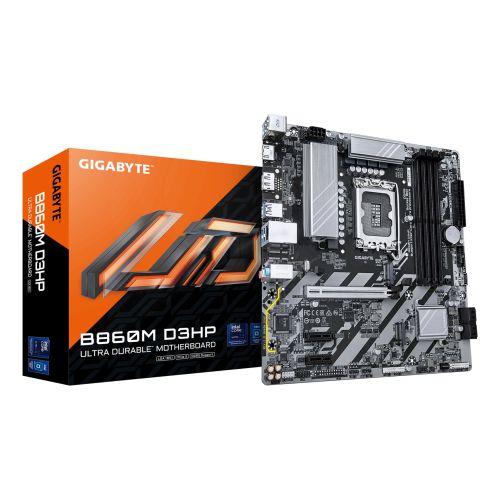GIGABYTE B860M D3HP Motherboard - Intel Core Ultra Series CPUs, 4+1+2+1 Phases VRM, up to 9066MHz DDR5, 2xPCIe 4.0 M.2, GbE LAN, USB 3.2 Gen 1 (B860M D3HP)