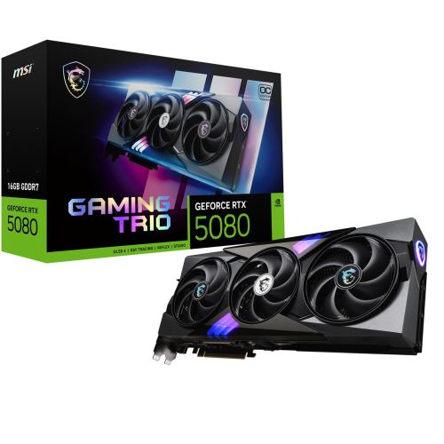 MSI GAMING GEFORCE RTX 5080 16G TRIO OC graphics card NVIDIA 16 GB GDDR7 (RTX 5080 16G GAMING TRIO OC)