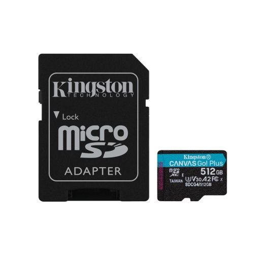 Kingston Technology 512GB microSDXC Canvas Go Plus Gen4 200MB/s A2 U3 V30 Card + Adapter (SDCG4/512GB)