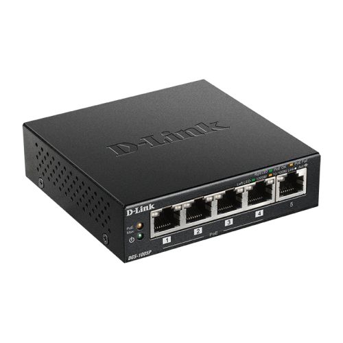 D-Link DGS-1005P network switch Unmanaged L2 Gigabit Ethernet (10/100/1000) Power over Ethernet (PoE) Black (DGS-1005P/E)