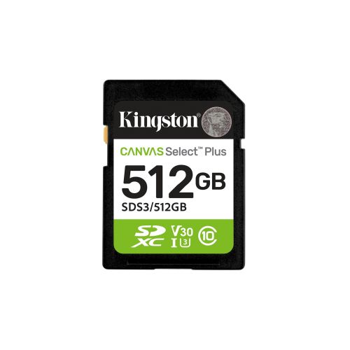 Kingston Technology 512GB SDXC Canvas Select Plus Gen3 150MB/s C10 UHS-I U3 V30 (SDS3/512GB)
