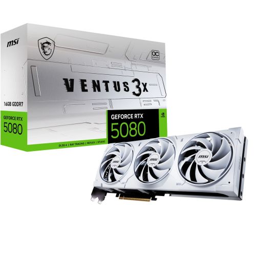 MSI VENTUS GEFORCE RTX 5080 16G 3X OC WHITE graphics card NVIDIA 16 GB GDDR7 (RTX 5080 16G VENTUS 3X OC WHITE)