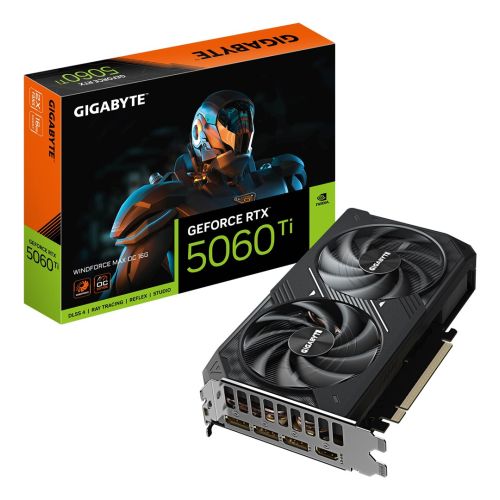 GIGABYTE GeForce RTX 5060 Ti WINDFORCE MAX OC 16G Graphics Card - 16GB GDDR7, 128bit, PCI-E 5.0, 2587MHz Core Clock, 3 x DP, 1 x HDMI, NVIDIA DLSS 4, GV-N506TWF2MAX OC-16GD (GV-N506TWF2MAX OC-16GD)