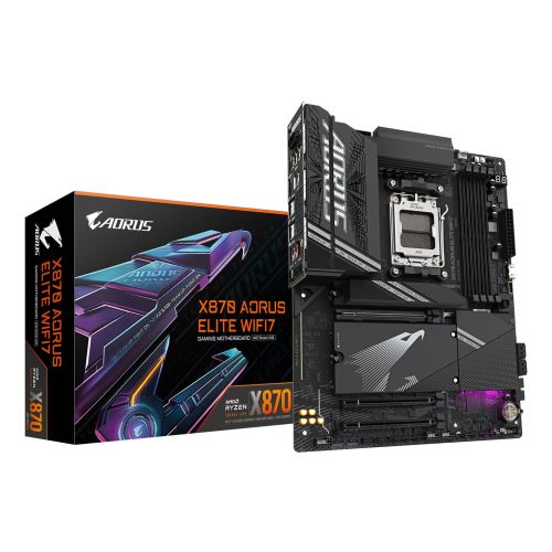 GIGABYTE X870 AORUS ELITE WIFI7 Motherboard - Supports AMD Ryzen 9000 CPUs, 16+2+2 phases VRM, up to 8000MHz DDR5 (OC), 3xPCIe 5.0 + 1xPCIe 4.0, Wi-Fi 7, 2.5GbE LAN, USB 4 (X870 AORUS ELITE WIFI7)